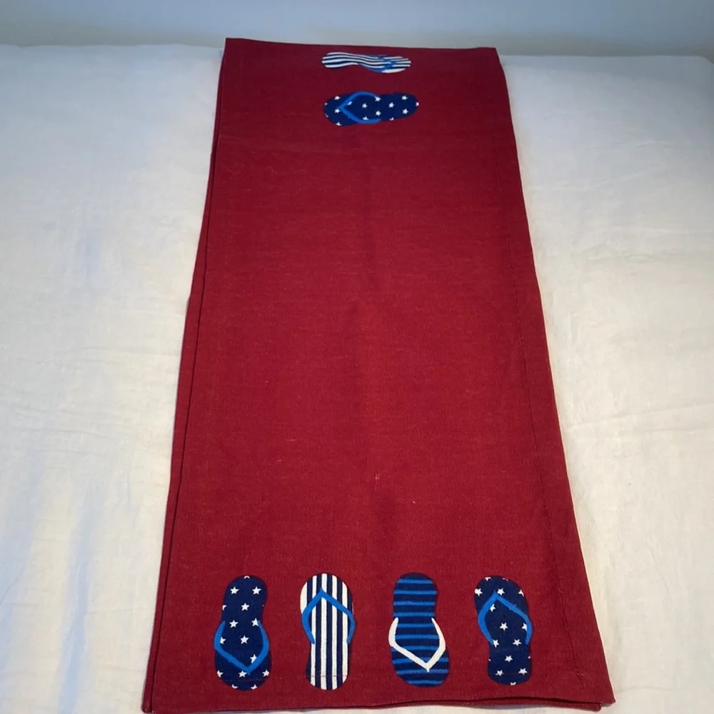 Table runner with flip flops cotton canvas beach house